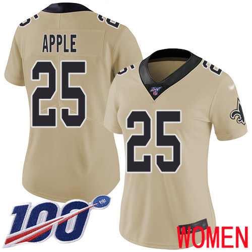 New Orleans Saints Limited Gold Women Eli Apple Jersey NFL Football #25 100th Season Inverted Legend Jersey